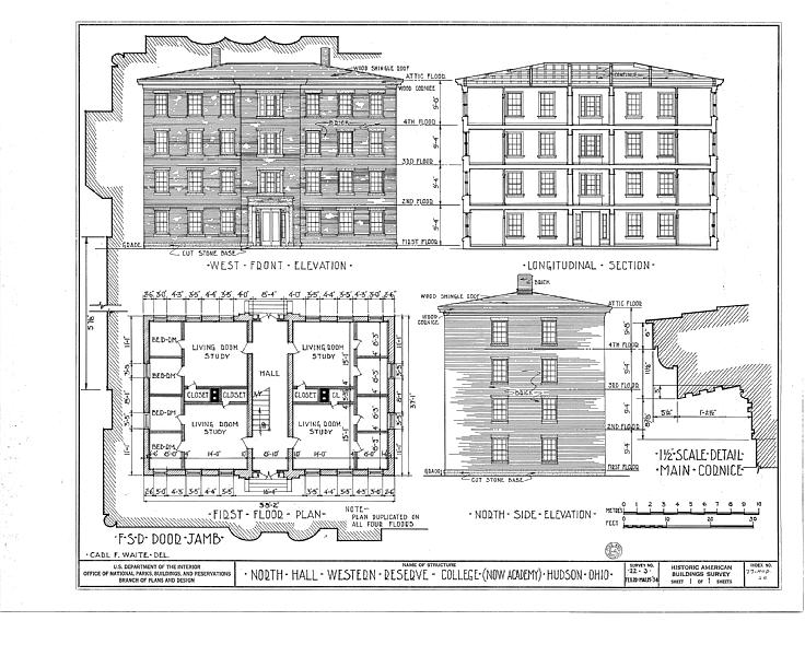 File:Western Reserve Academy, North Hall, Western Reserve Academy, Hudson, Summit County, OH HABS OHIO,77-HUD,2B- (sheet 1 of 1).tif