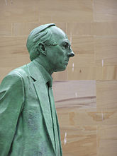 Donald Dewar was the inaugural First Minister of Scotland (1999-2000), and a Labour MP in Glasgow from 1978 until his death in 2000. His statue stands in Buchanan Street, Glasgow. Wfm donald dewar statue.jpg