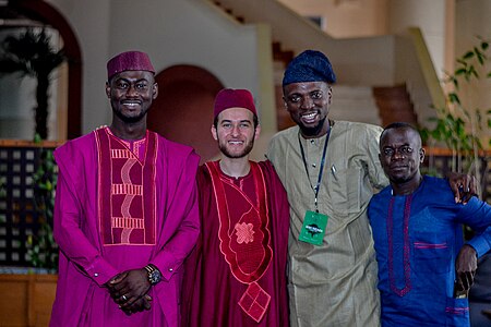 Posing with some members of the local team