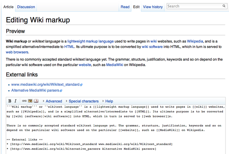 Screenshot of writing about a Wiki