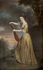 Sophia Anne Delaval, later Mrs John Jadis (1755 - 1793), as a girl, tuning a Mandolin in a Landscape Setting
