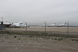 Planes on apron at Willow Run near Hangar 1 (2010) Willow Run Airport Planes on Tarmac.JPG