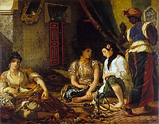 Mujeres de Argel, de Eugène Delacroix. óleo sobre tela (1834) Museo del Louvre.