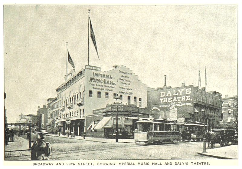 File:(King1893NYC) pg875 BROADWAY AND 29TH STREET, SHOWING IMPERIAL MUSIC HALL AND DALY'S THEATRE.jpg