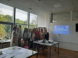 Participants of the first day of summer wikischool for high-school students at the Lviv Polytechnic (August 28, 2023, Lviv). Trainers: Mariana Senkiv and Natalia Dnistrianska