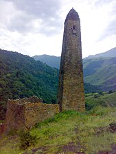 Exemple de tour de garde tchétchène, celle de Motsaroï (ru) d'architecture vainakh (ru).