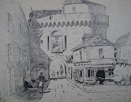 Puerta Saint-Patern Vannes, dibujo a pluma, 1889