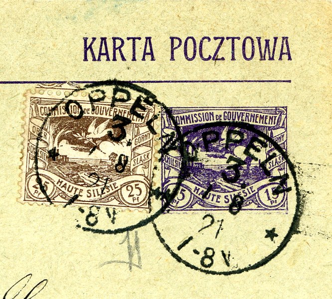 File:1921 UpperSilesia 15 25Pfg Oppeln Opole Poland.jpg