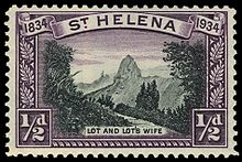 Lot and Lot's wife stamp issued in 1934 1934sthelena0.5d.jpg