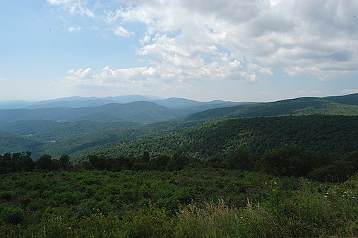 View from Range View Overlook on Skyline Drive looking south. Shenandoah National Park