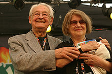 Wajda pictured with his wife, Krystyna Zachwatowicz, in 2010