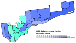 2021 Gatineau mayoral election results by district.png