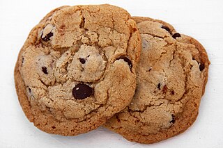 Chocolate chip cookie Drop cookie featuring chocolate chips as a distinguishing ingredient