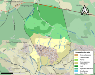 Barevná mapa znázorňující využití půdy.