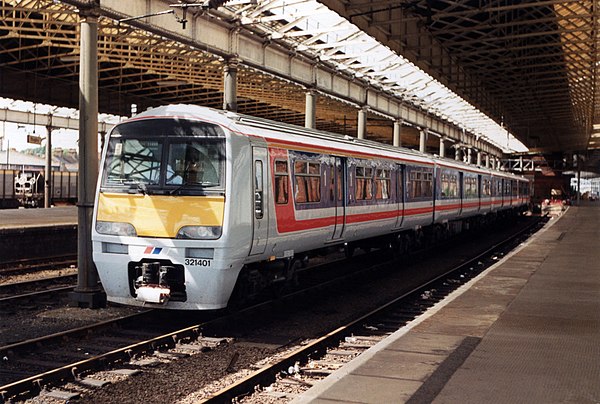 Class 321/4 in Network SouthEast livery at Rugby