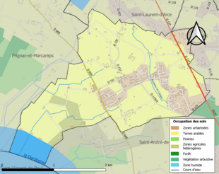 Kolorowa mapa przedstawiająca użytkowanie gruntów.