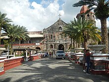 Church architecture in Tagalog areas is typically characterized as Earthquake Baroque, with wider frames, massive buttresses and belfries, and relatively simpler ornamentation. 8869San Bartolome Apostol Parish Church of Nagcarlan 25.jpg