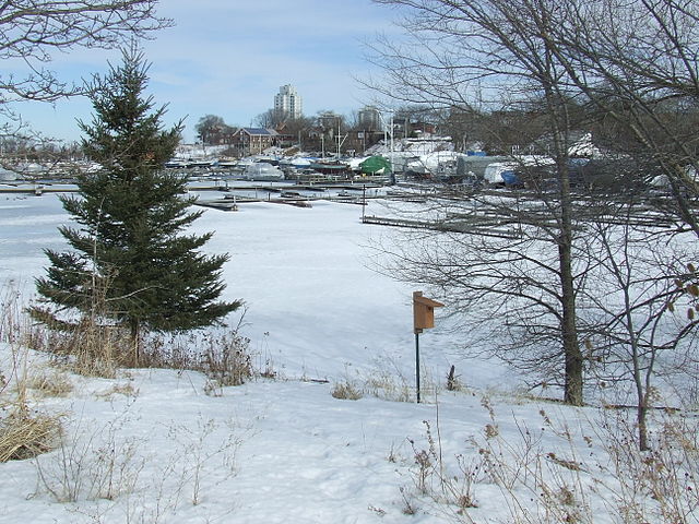 Hamilton Harbour during the winter.