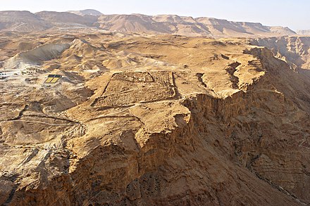A Roman siege camp on the mountain next to Masada