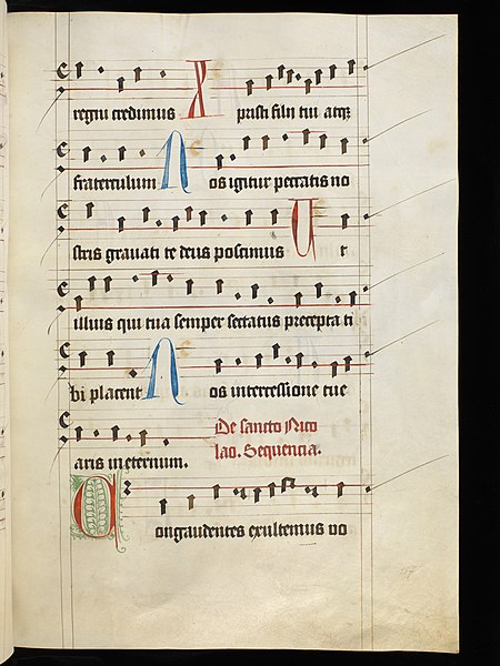 File:Aarau, Aargauer Kantonsbibliothek, MsMurFm 5, f. 157r – Graduale, pars de sanctis.JPG