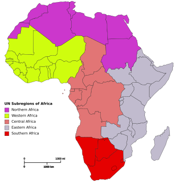 UN subregions of Africa Africa map regions.svg