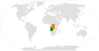 Location map for Angola and the Democratic Republic of the Congo.