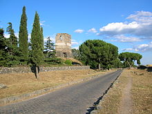The Appian Way (Via Appia), a road connecting the city of Rome to the southern parts of Italy, remains usable even today Appia antica 2-7-05 048.jpg