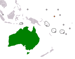 Peta yang menunjukkan lokasi dari Australia dan Nauru