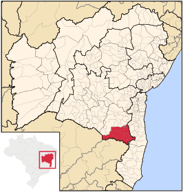 Ligging van de Braziliaanse microregio Itapetinga in Bahia