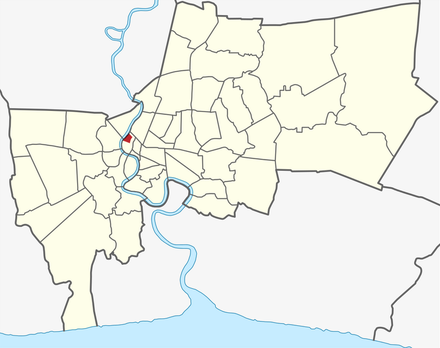 Location of the Khao San Road area in Bangkok