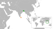 Location map for Bangladesh and Sri Lanka.