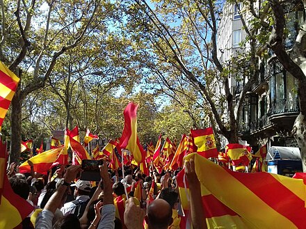 Demonstration in favour of unity with Spain, Barcelona, 10 October 2017
