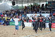 Deutsch: Beachhandball Europameisterschaften 2019 (Beach handball Euro); Tag 5: 6. Juli 2019 – Frauen, Platzierungsspiel für die Ränge 9–12, Deutschland-Polen 2:1 (22:23, 19:16, 7:6) English: Beach handball Euro; Day 5: 6 July 2019 – Placement Match/Cross Match for rank 9–12 Women – Germany-Poland 2:1 (22:23, 19:16, 7:6)