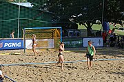 Deutsch: Beachhandball Europameisterschaften 2019 (Beach handball Euro); Tag 4: 5. Juli 2019 – Frauen, Viertelfinale, Niederlande-Griechenland 2:1 (25:12, 18:24, 7:6) English: Beach handball Euro; Day 4: 5 July 2019 – Quarter Final Women – Netherlands-Greece 2:1 (25:12, 18:24, 7:6)