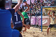 Deutsch: Beachhandball bei den Olympischen Jugendspielen 2018; Tag 7, 13. Oktober 2018; Jungen, Halbfinale – Argentinien-Portugal 1:2 English: Beach handball at the 2018 Summer Youth Olympics at 13 October 2018 – Boys Semifinal – Argentina-Portugal 1:2