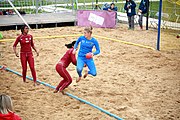 Deutsch: Beachhandball bei den Olympischen Jugendspielen 2018; Tag 6, 12. Oktober 2018; Mädchen, Platzierungsrundenspiel – Russland-Venezuela 2:0 English: Beach handball at the 2018 Summer Youth Olympics at 12 October 2018 – Girl's Consolation Round – Russland-Venezuela 2:0