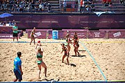 Deutsch: Beachhandball bei den Olympischen Jugendspielen 2018; Tag 4, 10. Oktober 2018; Mädchen, Vorrunde, Gruppe A - Ungarn-Chinese Taipei (Taiwan) 2:0 English: Beach handball at the 2018 Summer Youth Olympics at 10 October 2018 – Girls Preliminary Round Group A‎ – Hungary-Chinese Taipei 2:0