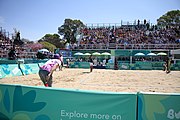 Deutsch: Beachvolleyball bei den Olympischen Jugendspielen 2018; Tag 11, 17. Oktober 2018; Jungen, Spiel um Platz 3 – Argentinien-Ungarn 2:0 (21–15/21–15) English: Beach volleyball at the 2018 Summer Youth Olympics at 17 October 2018 – Bronze Medal Match – Argentina-Hungary 2:0 (21–15/21–15)