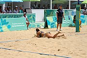 Deutsch: Beachvolleyball bei den Olympischen Jugendspielen 2018; Tag 11, 17. Oktober 2018; Mädchen, Finale – Italien (Claudia Scampoli & Nicol Bertozzi)- Russland (Maria Woronina & Maria Botscharow) 0:2 (19–21/19–21) English: Beach volleyball at the 2018 Summer Youth Olympics at 17 October 2018 – Girls Final – Italy (Claudia Scampoli & Nicol Bertozzi) - Russia (Maria Voronina & Maria Bocharova) 0:2 (19–21/19–21)