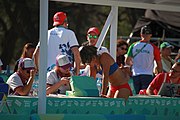 Deutsch: Beachvolleyball bei den Olympischen Jugendspielen 2018; Tag 8, 14. Oktober 2018; Mädchen, Achtelfinale – Bolivien-Puerto Rico 0:2 (18–21/18–21 ) English: Beach volleyball at the 2018 Summer Youth Olympics at 14 October 2018 – Girls Round of 16 – Bolivia-Puerto Rico 0:2 (18–21/18–21 )