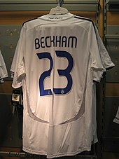 La maglia n. 23 di Beckham al Real Madrid.