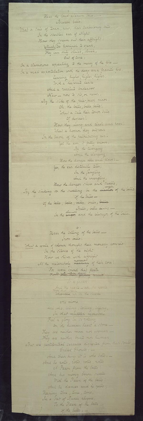 Remaining pages of Poe's handwritten manuscript for "The Bells", 1848.