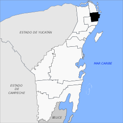 Vị trí của đô thị trong bang Quintana Roo