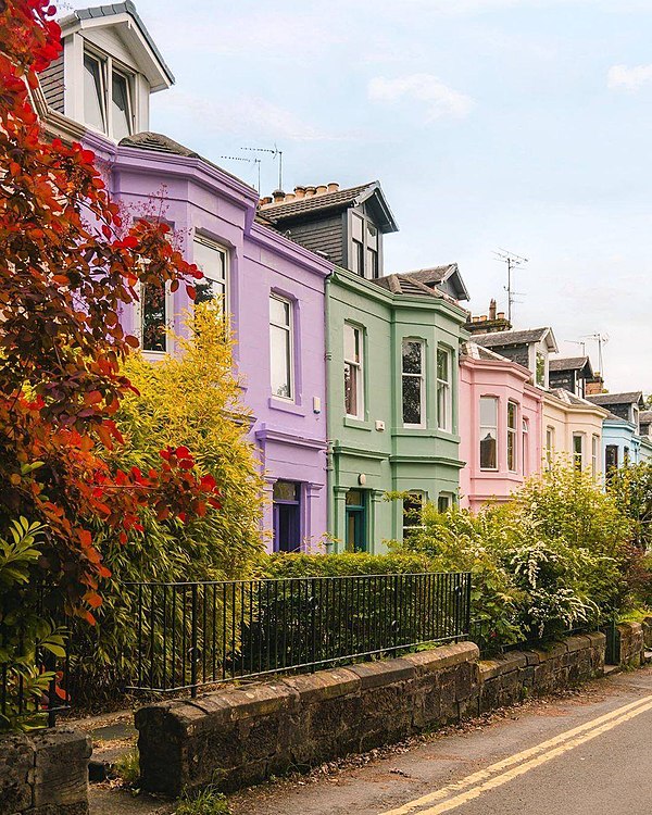 Painted townhouses on Blairhall Avenue