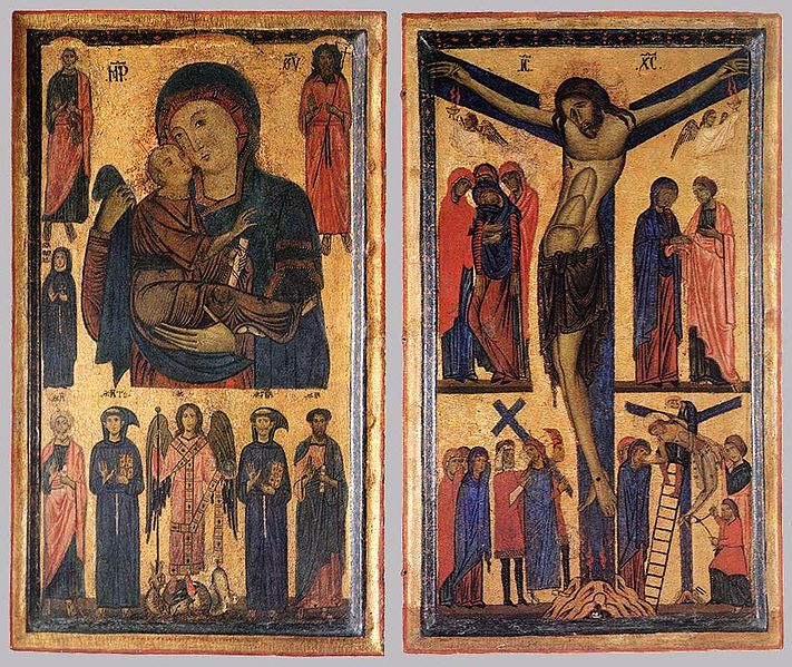 File:Bonaventura Berlinghieri - Madonna and Child with Saints and Crucifixion - WGA1954.jpg