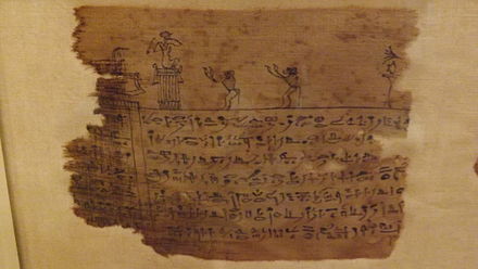 Small fragment from the Book of the Dead on display at the Royal Ontario Museum, Toronto, Ontario Book of the Dead Fragment, ROM , 2.jpg