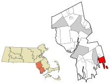 Bristol County, Massachusetts dimasukkan dan daerah hukum Fairhaven disorot.svg