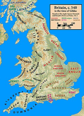 Karta Britanskog otoka oko 540.