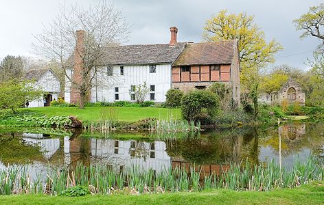 The manor and gatehouse viewed across the moat