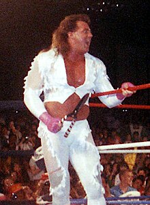 Leslie with Beefcake's trademark haircutting shears in 1989 Brutus Beefcake Shears.jpg